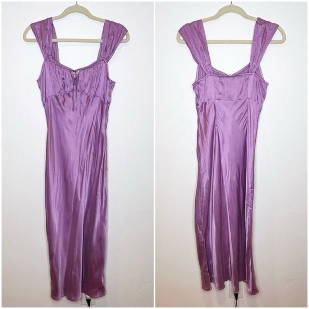 NWT Madewell Square Neck Midi Slip Dress in Lilac Satin, Size 4